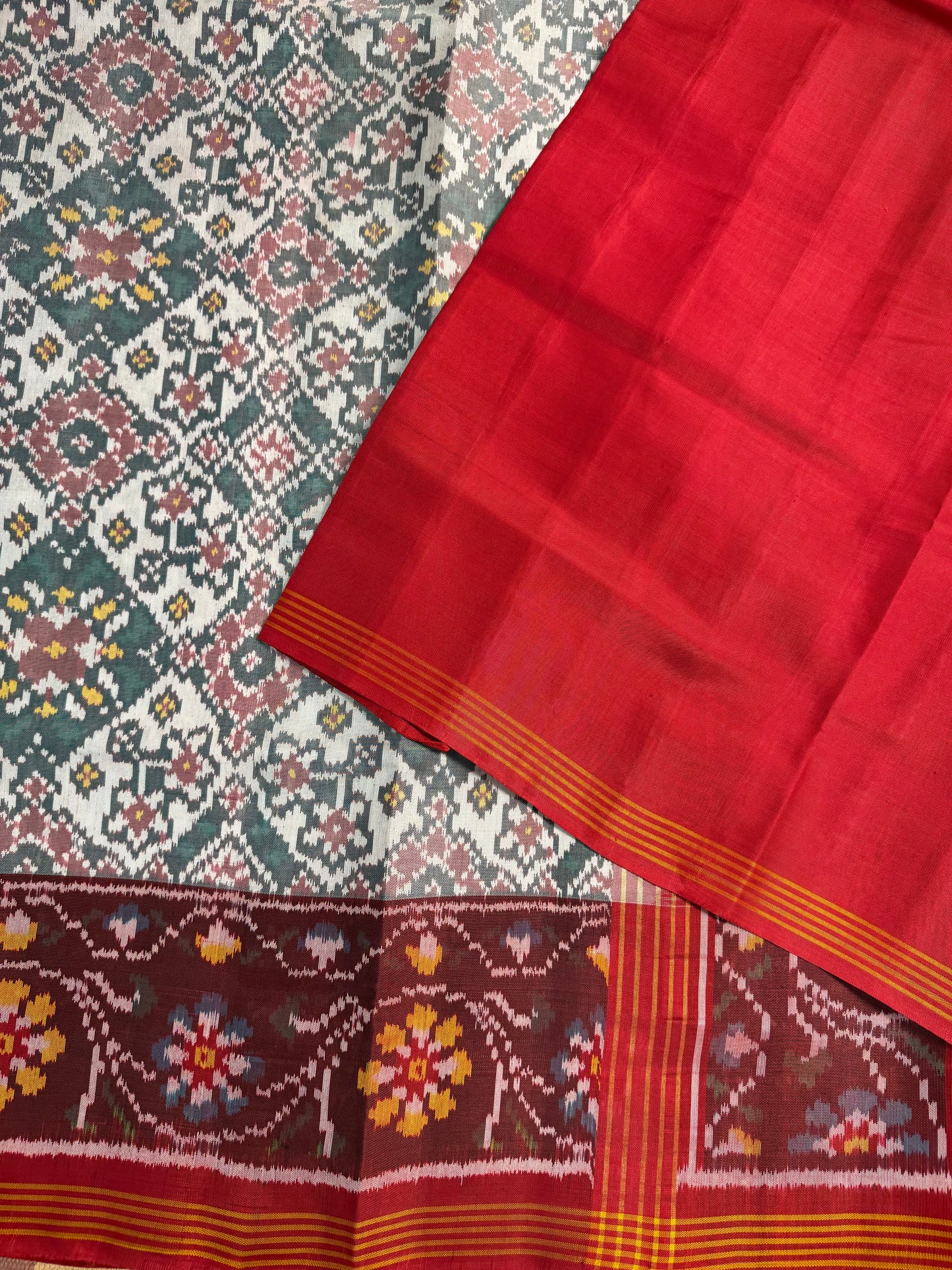 White navratan patola silk saree