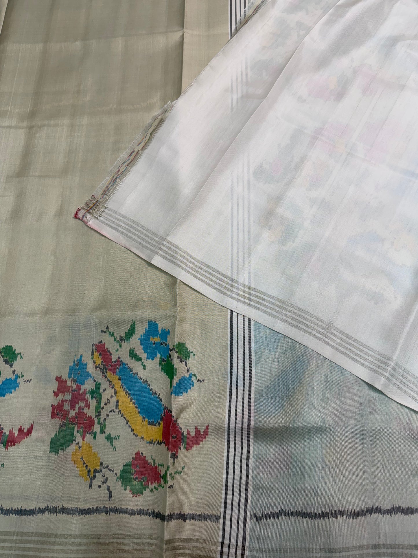 White single ikat patola silk saree
