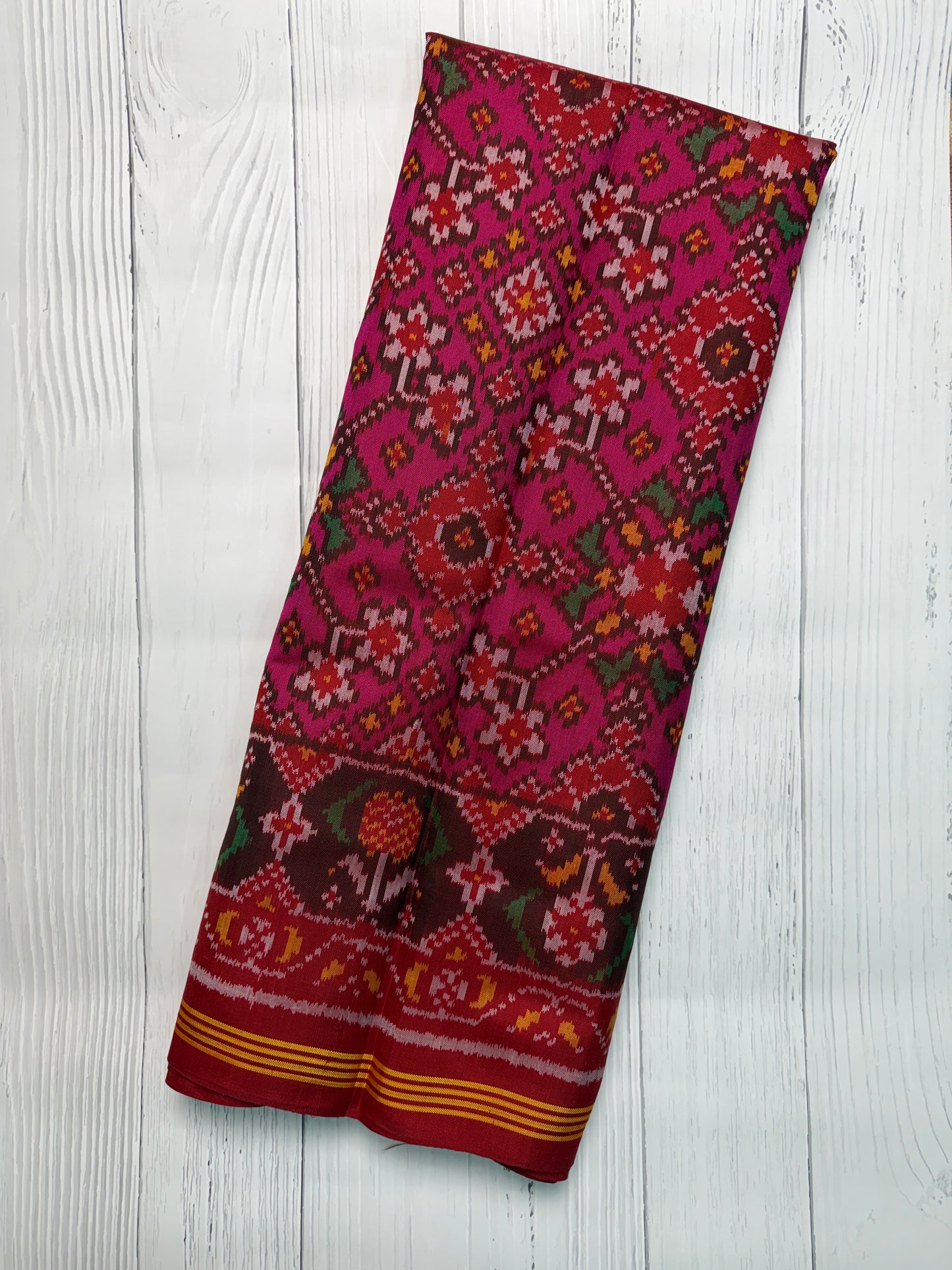 Pink navratan single ikat patola silk saree