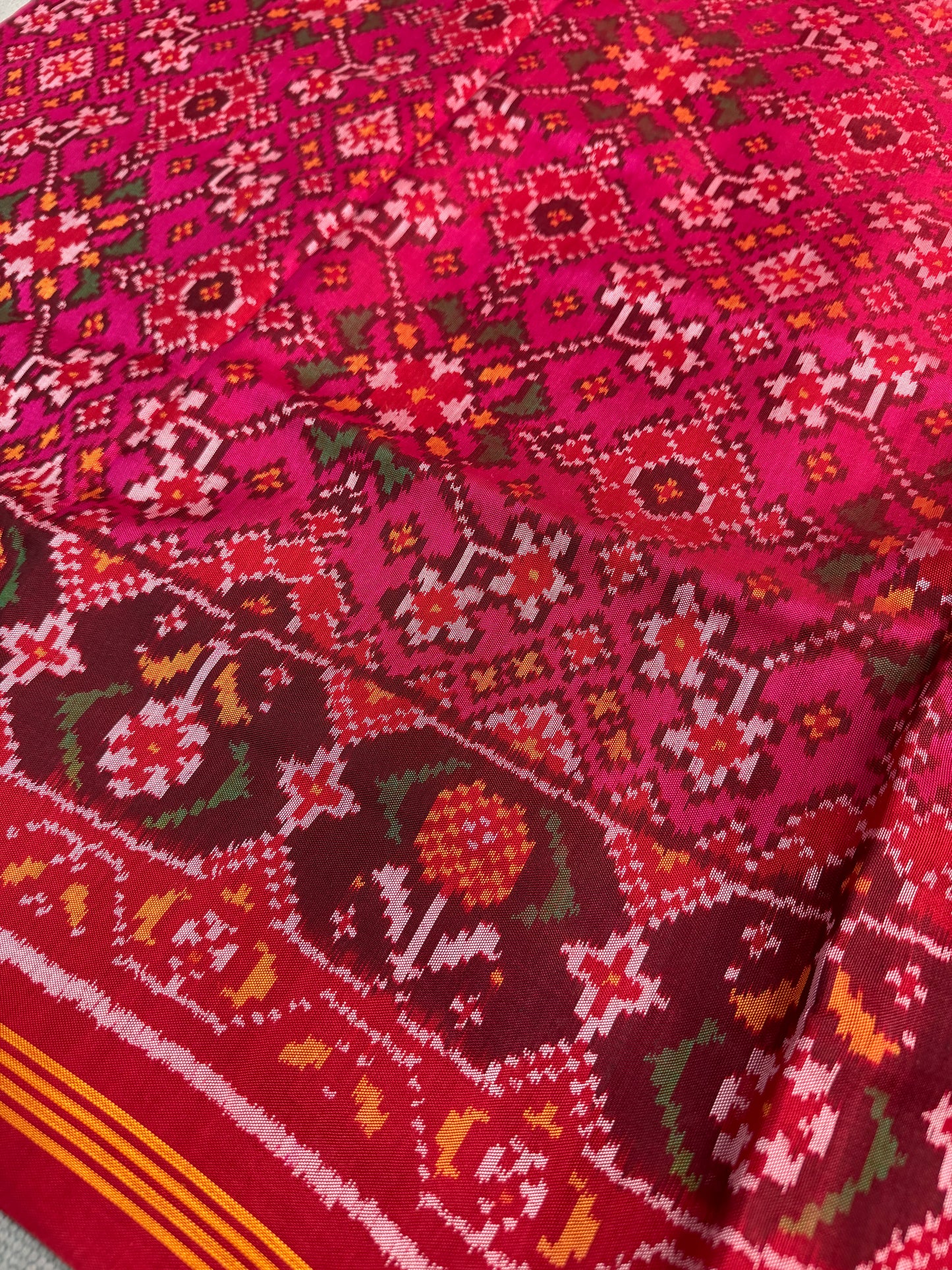 Pink navratan single ikat patola silk saree