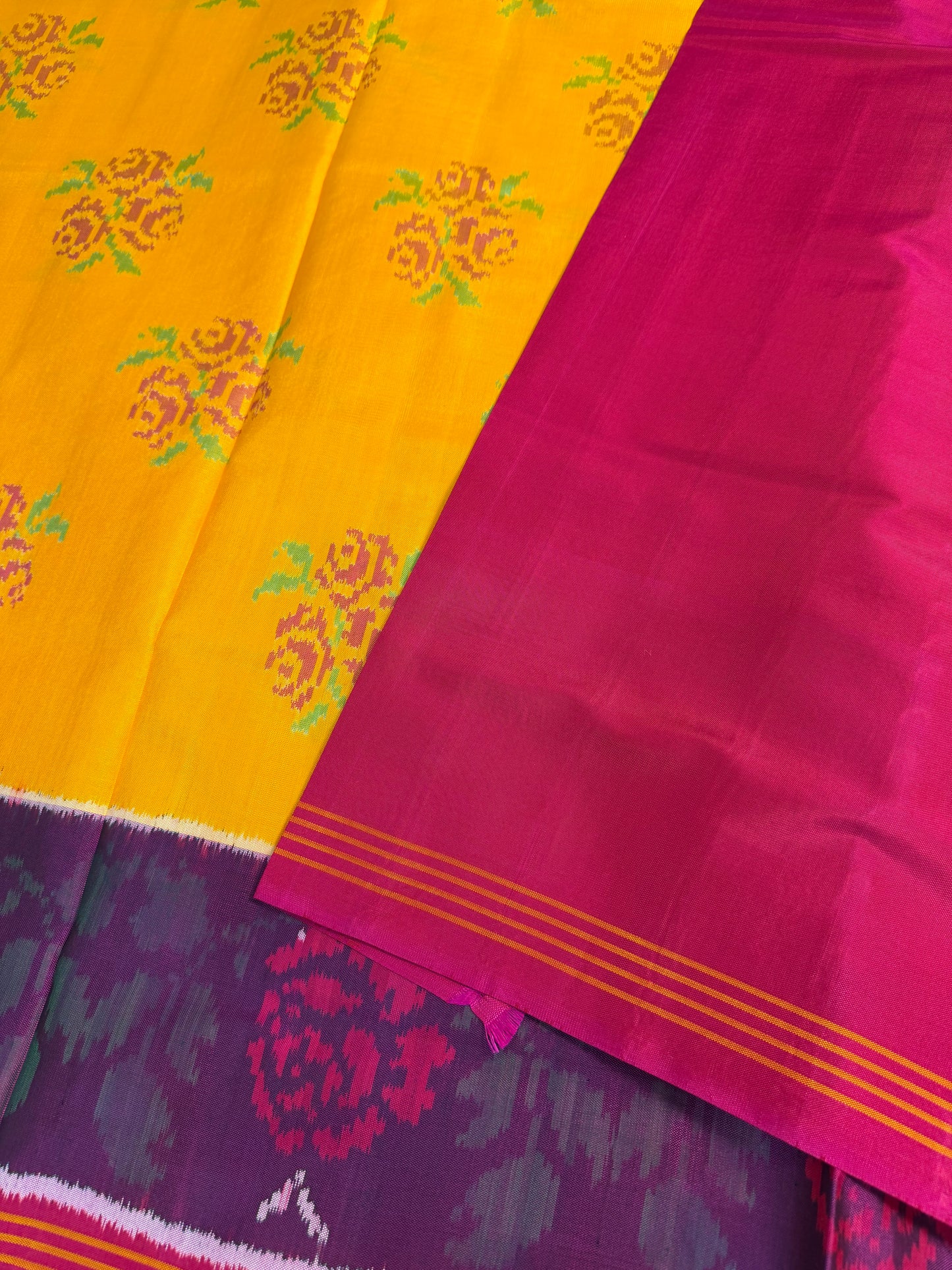 Mustard Flower design Single ikat patola saree