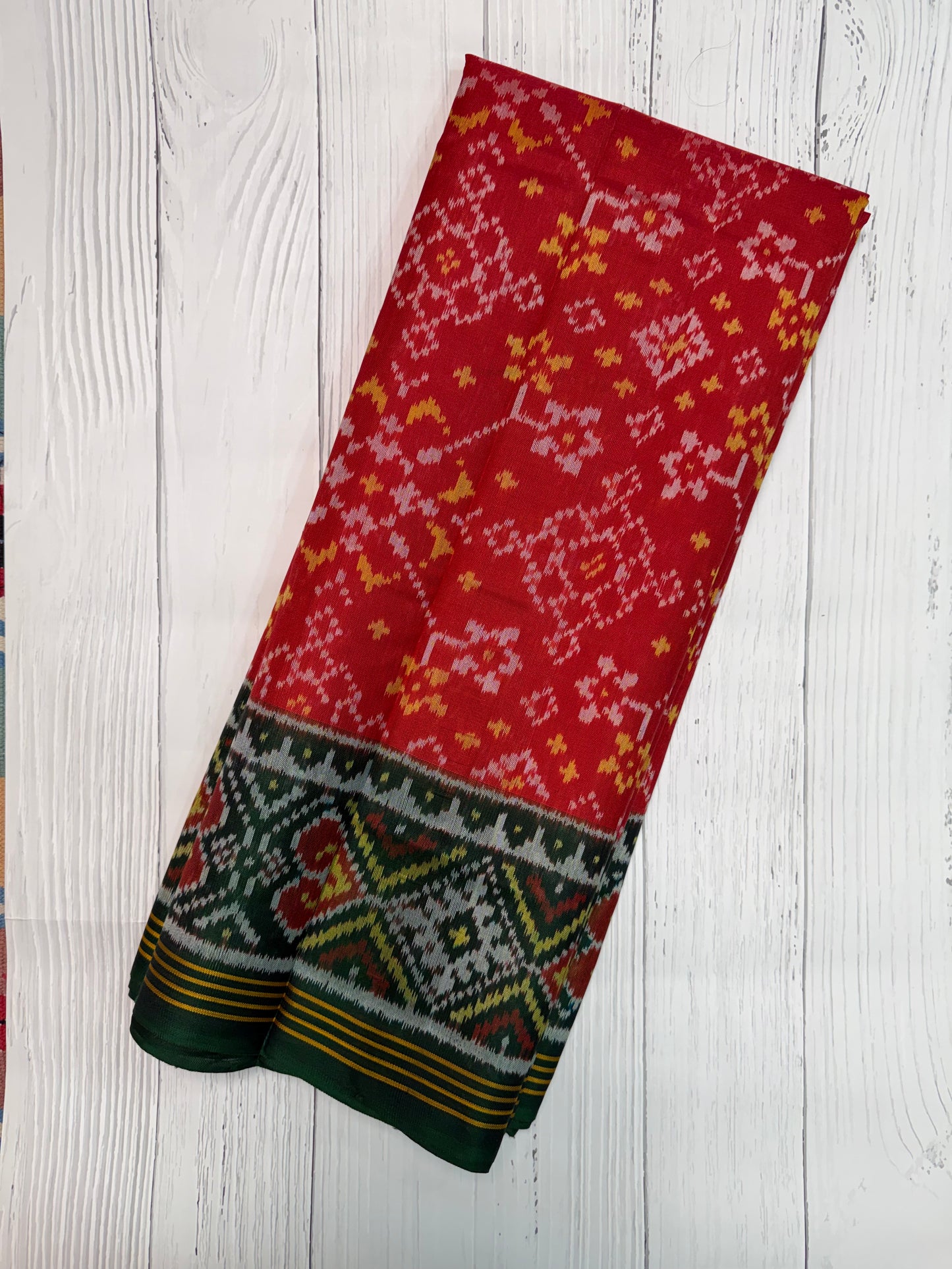 Red Navratan patola silk saree