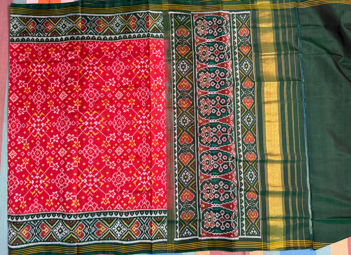 Red Navratan patola silk saree