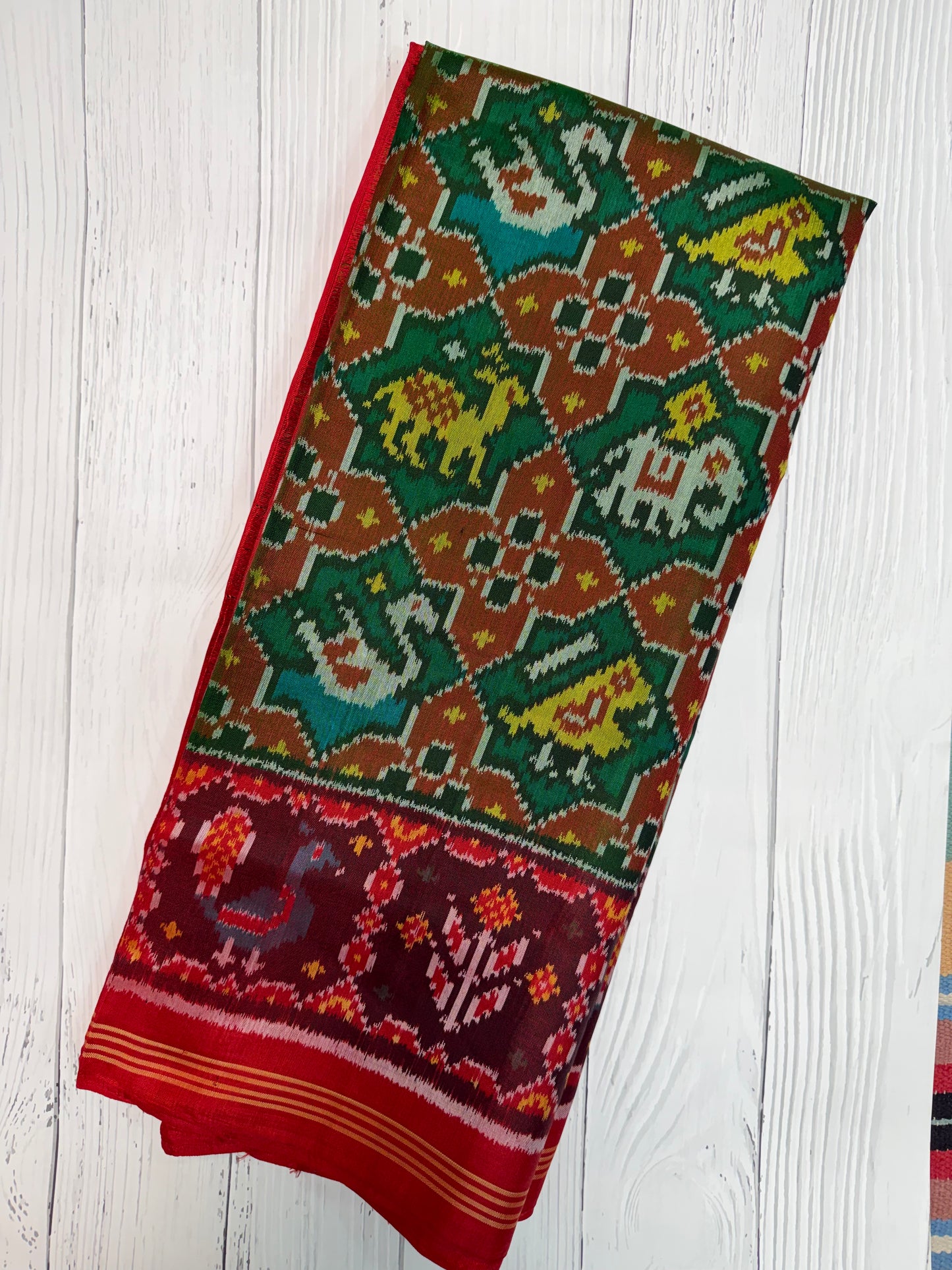 Green narikunj single ikat patola silk saree