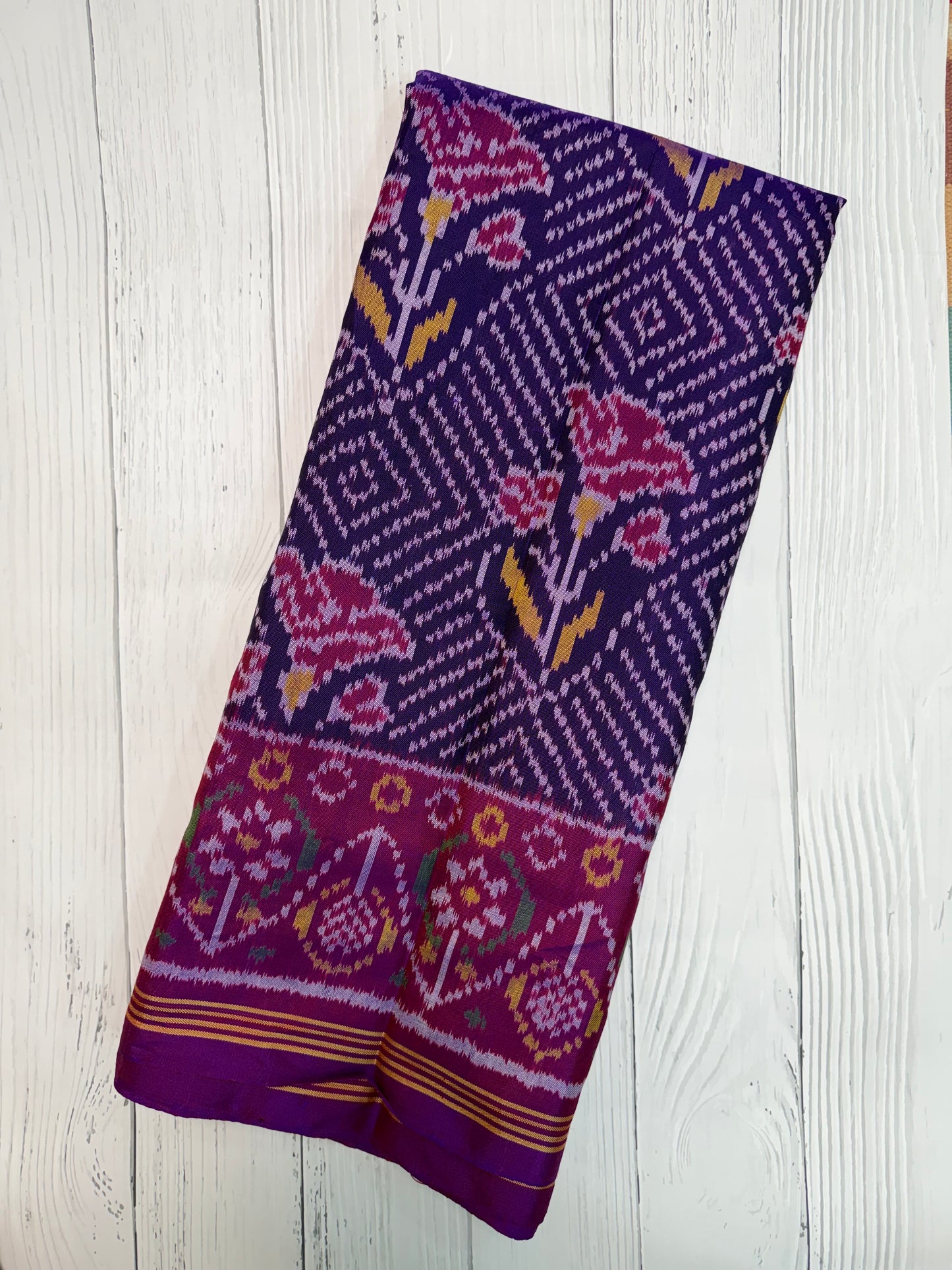 Purple single ikat patola silk saree