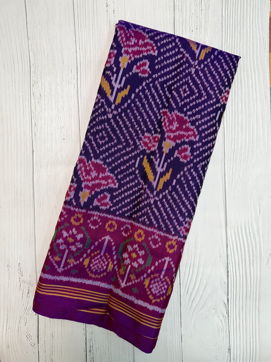 Purple single ikat patola silk saree