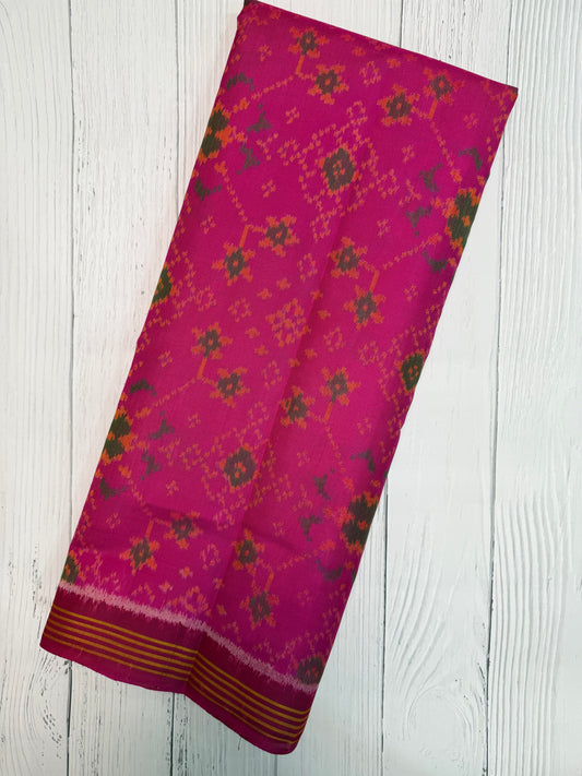 Pink navratan single ikat patola silk saree