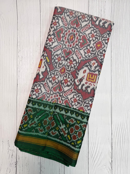 White Elephant figure single ikat patola saree