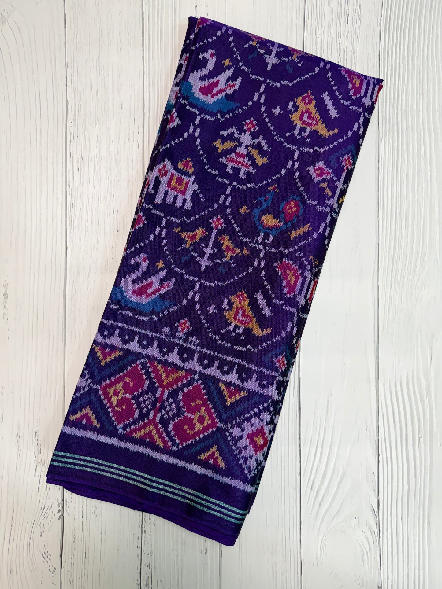 Purple narikunj single ikat patola silk saree