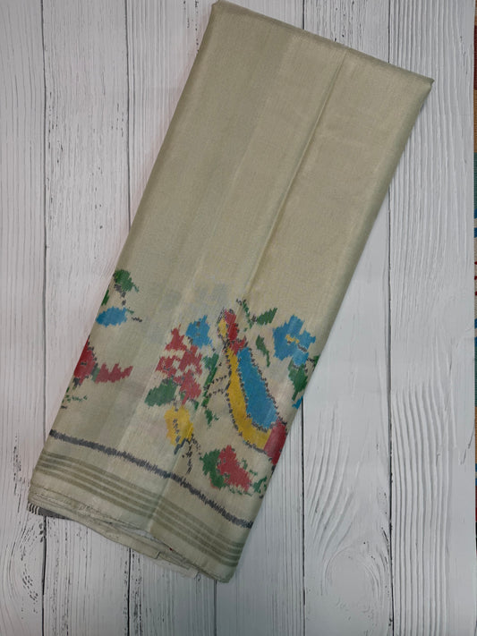 White single ikat patola silk saree
