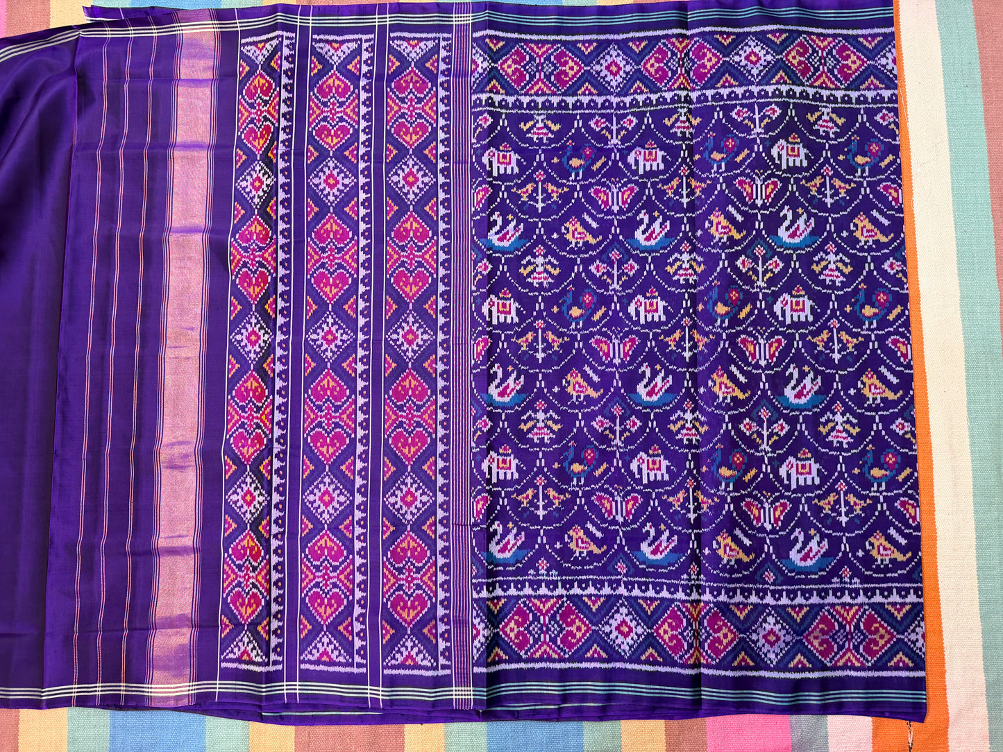 Purple narikunj single ikat patola silk saree