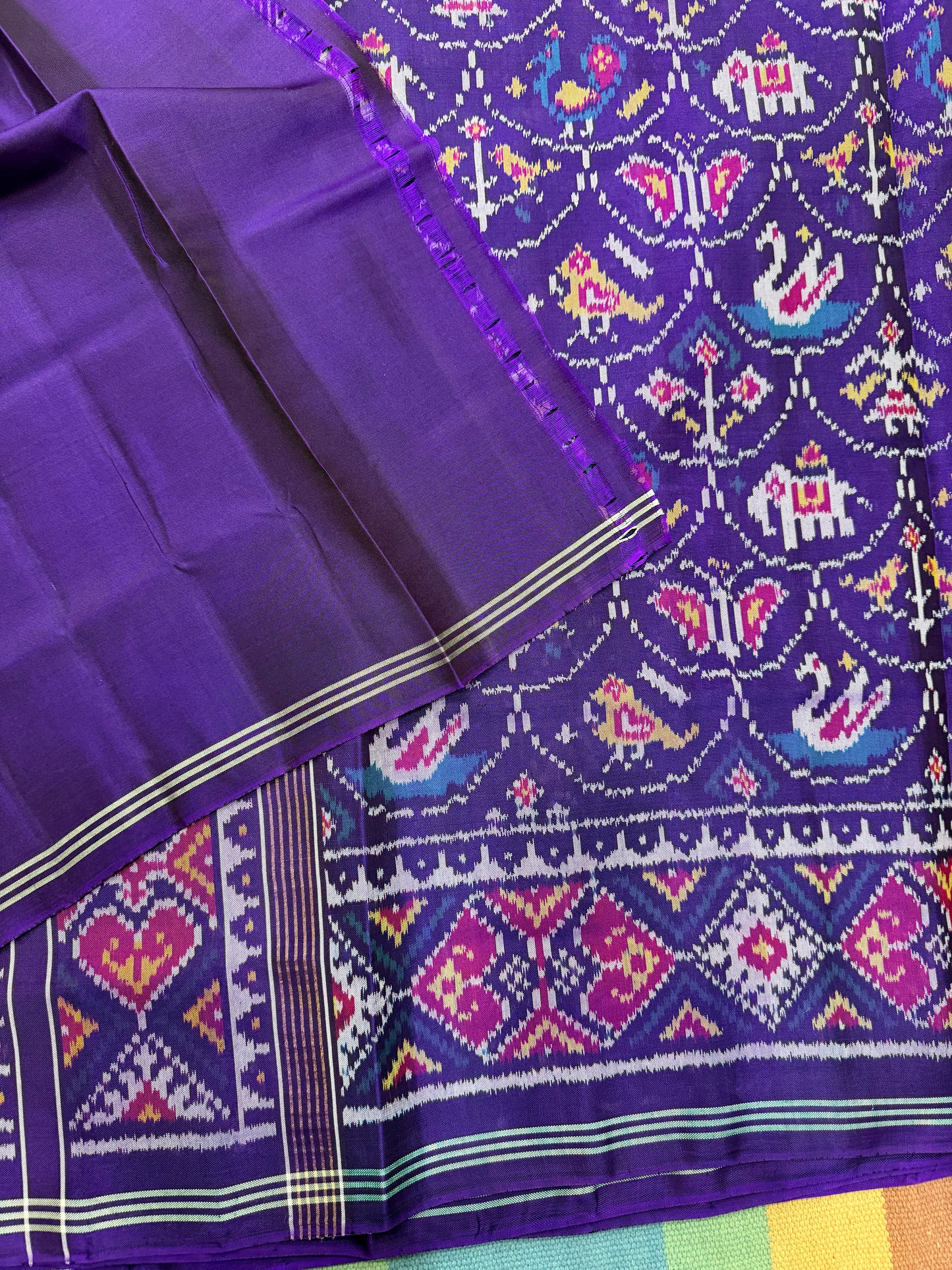 Purple narikunj single ikat patola silk saree