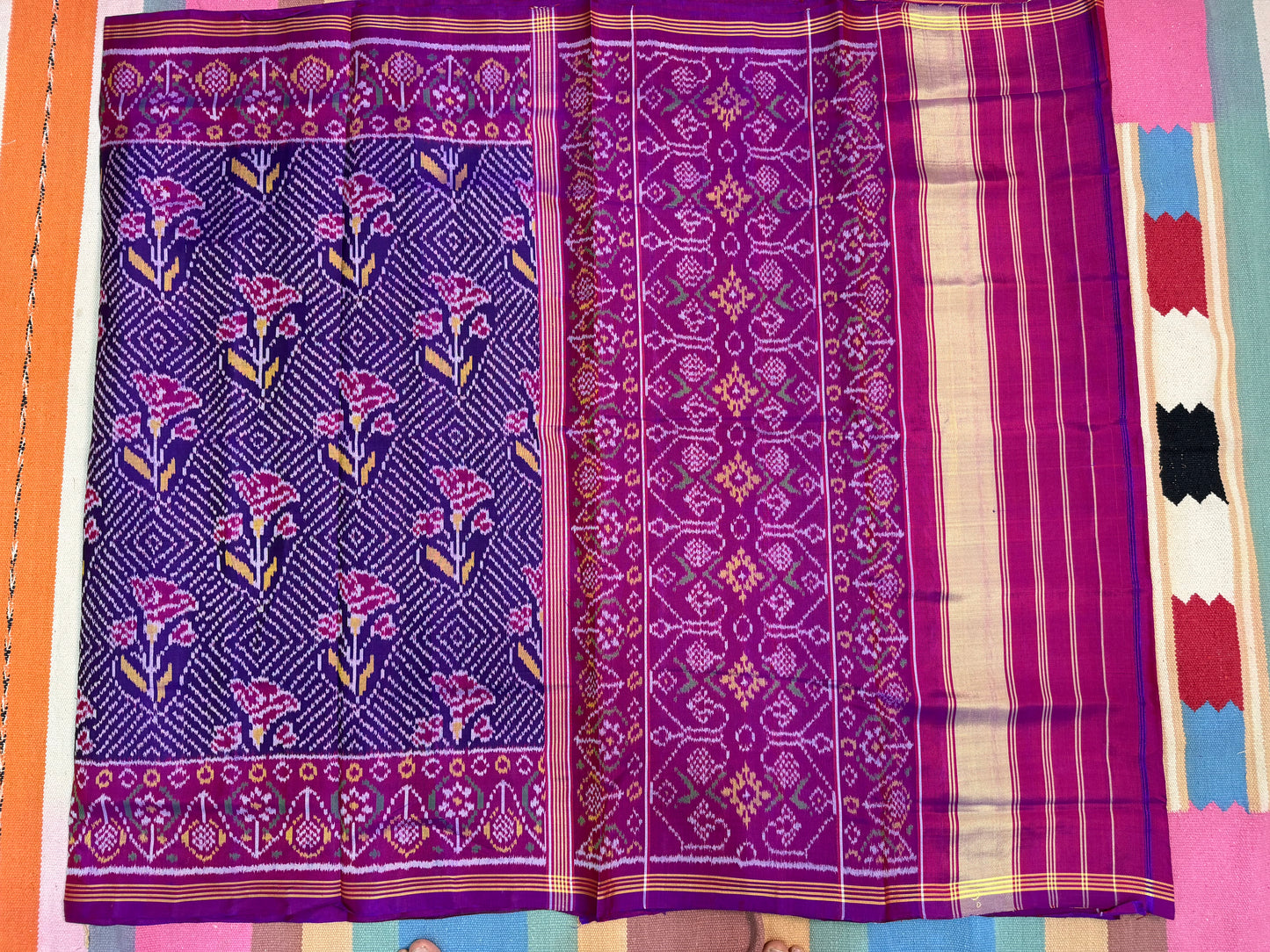 Purple single ikat patola silk saree