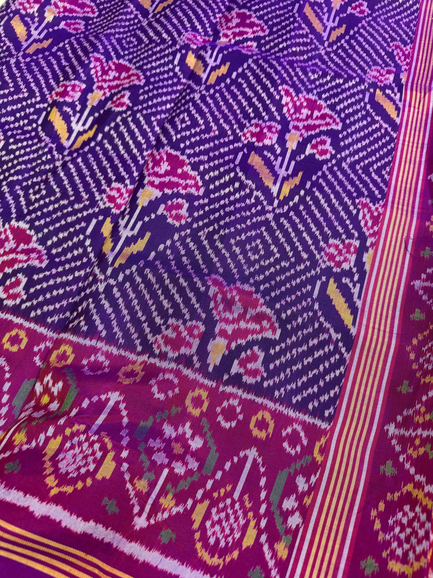 Purple single ikat patola silk saree