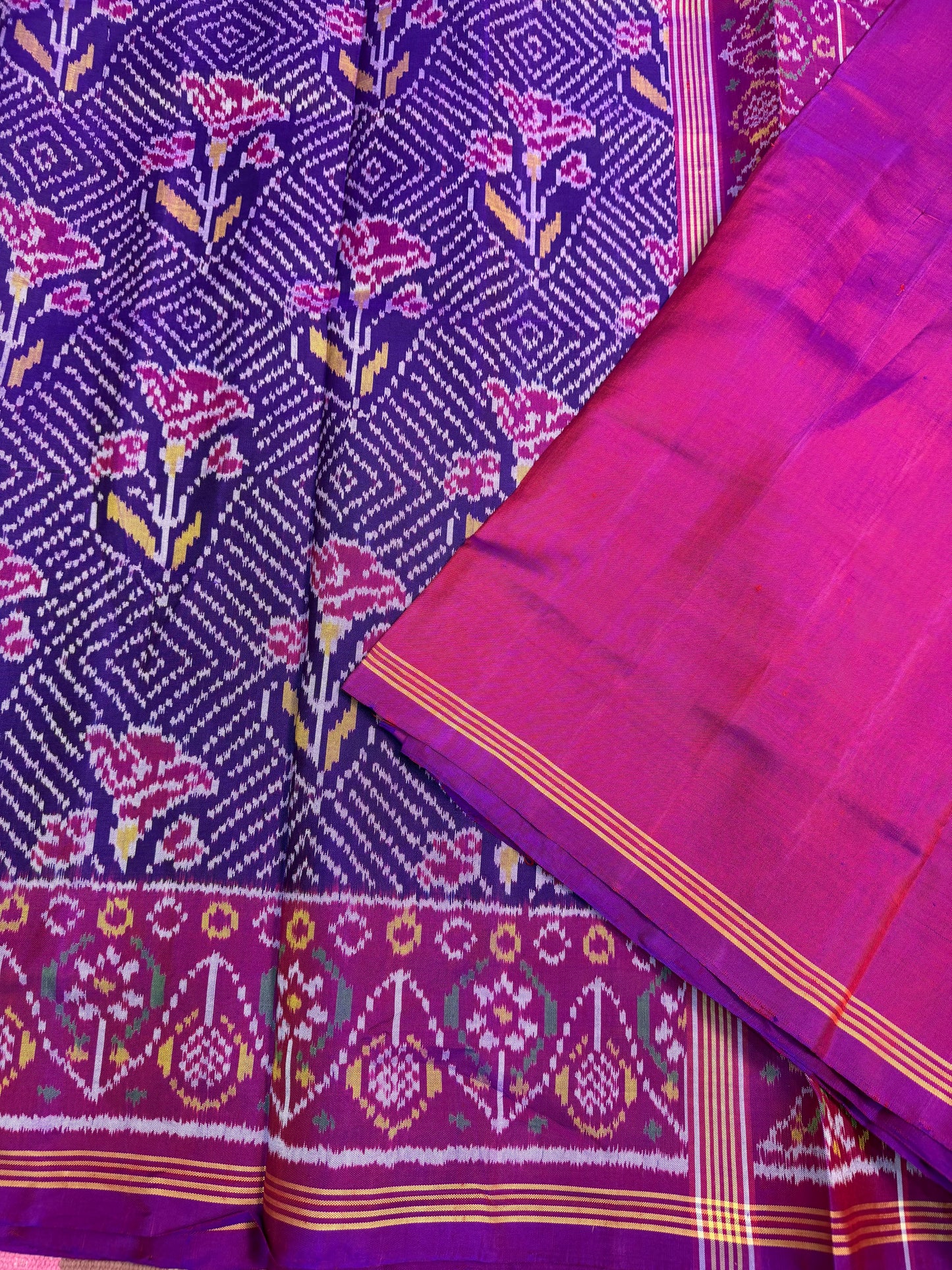 Purple single ikat patola silk saree