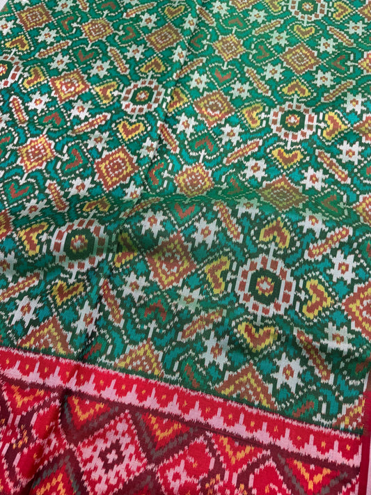 Green Traditional single ikat patola silk saree